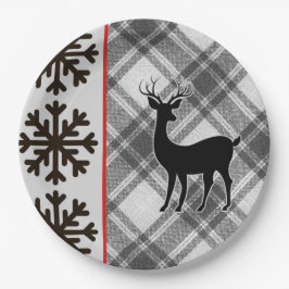 Farmhouse Black White Buffalo Deer Snowflake Papieren Bordje