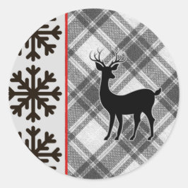 Farmhouse Black White Buffalo Deer Snowflake Ronde Sticker
