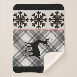 Farmhouse Black White Buffalo Deer Snowflake Sherpa Deken