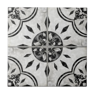 Farmhouse Black White Pattern Land Chic Rustic Tegeltje