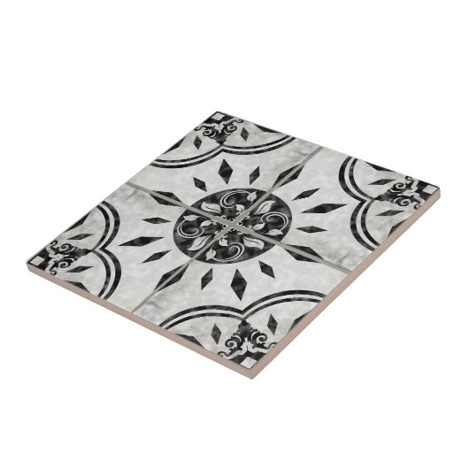 Farmhouse Black White Pattern Land Chic Rustic Tegeltje (Zijkant)