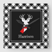 Farmhouse Black White Pset Chic Deer - persoonlijk Vierkante Klok (Voorkant)