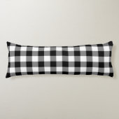 Farmhouse Black White Rustic Gingham Check Plaid Lichaamskussen (Voorkant)