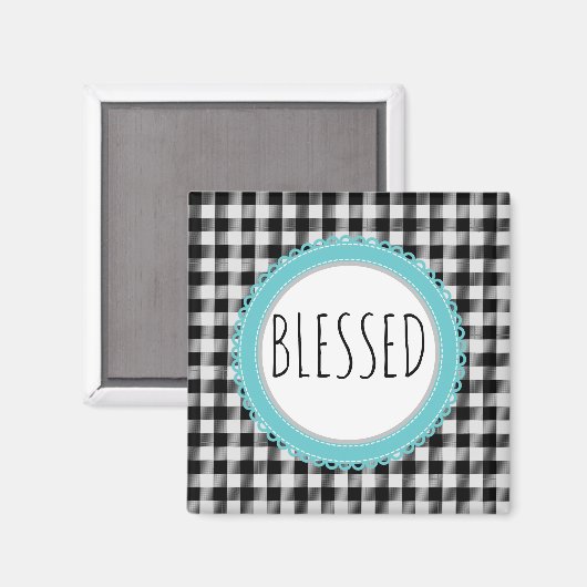 Farmhouse Bless Black Buffalo Pset & Blauwgroen Magneet (Voorkant / Achterkant)