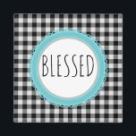 Farmhouse Bless Black Buffalo Pset & Blauwgroen Magneet<br><div class="desc">Farmhouse Blessed Black Buffalo Pset & Blauwgroen Black and White Buffalo Pset Modern Country Farmhouse Design Met een aanraking van Blauwgroen Edit design naar keuze</div>