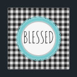 Farmhouse Bless Black Buffalo Pset & Blauwgroen Magneet<br><div class="desc">Farmhouse Blessed Black Buffalo Pset & Blauwgroen Black and White Buffalo Pset Modern Country Farmhouse Design Met een aanraking van Blauwgroen Edit design naar keuze</div>