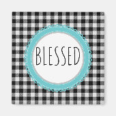 Farmhouse Bless Black Buffalo Pset & Blauwgroen Magneet (Voorkant)