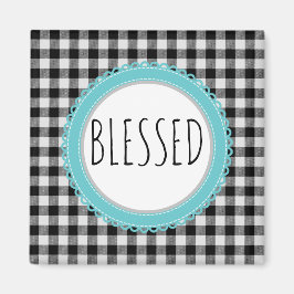 Farmhouse Bless Black Buffalo Pset & Blauwgroen Magneet