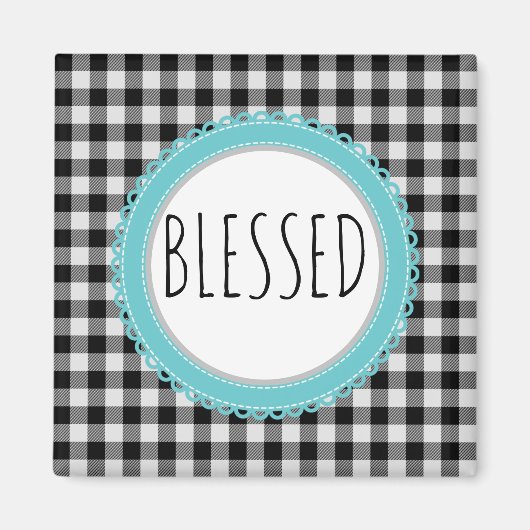 Farmhouse Bless Black Buffalo Pset & Blauwgroen Magneet (Voorkant)