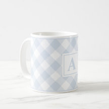 Farmhouse Blue Buffalo Pset Check Monogramed Mok