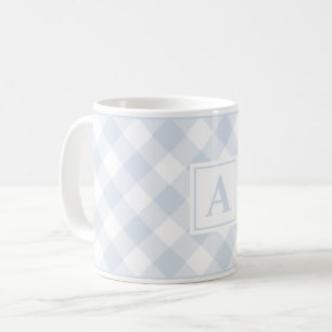 Farmhouse Blue Buffalo Pset Check Monogramed Mok