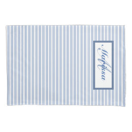 Farmhouse Blue en White Striped Ticking Kussensloop