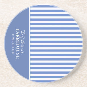 Farmhouse Blue en White Striped Zandsteen Onderzetter