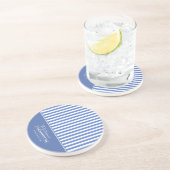 Farmhouse Blue en White Striped Zandsteen Onderzetter (Zijkant)