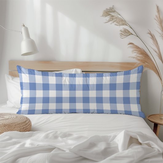 Farmhouse Blue Rustic Gingham Check Plaid Lichaamskussen