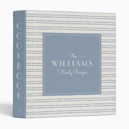 Farmhouse Blue Striped Family Recipbook Cookbook 1" Multomap