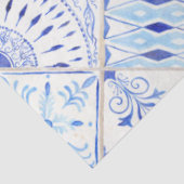 Farmhouse Blue White Diamond Tile Wood Decoupage 2 Tissuepapier (Detail)