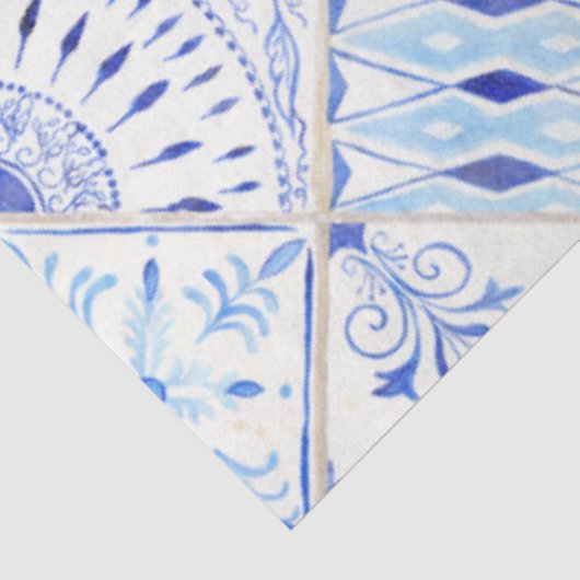Farmhouse Blue White Diamond Tile Wood Decoupage 2 Tissuepapier (Detail)