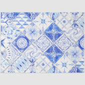Farmhouse Blue White Diamond Tile Wood Decoupage 2 Tissuepapier (Voorkant)