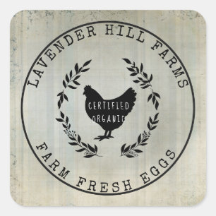 Farmhouse Boerderij Fresh Eggs Chicken Egg Carton Vierkante Sticker