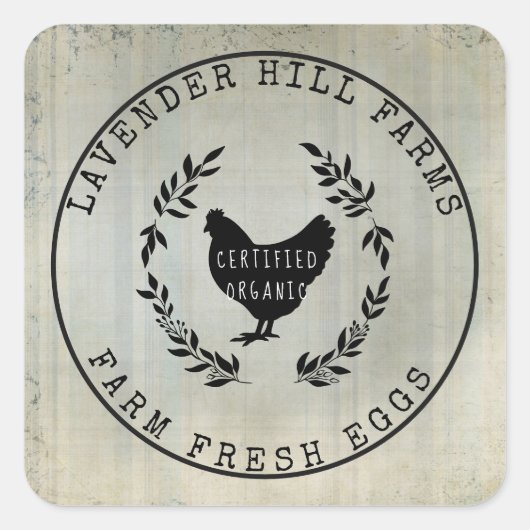 Farmhouse Boerderij Fresh Eggs Chicken Egg Carton Vierkante Sticker (Voorkant)