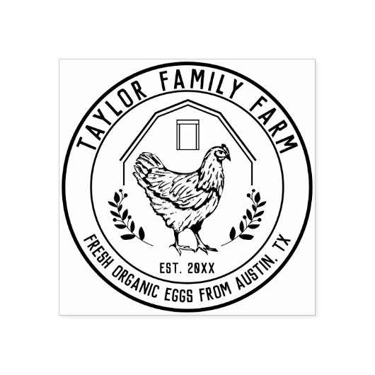 Farmhouse Boerderij  Round Chicken Rubberstempel (Afrduk)