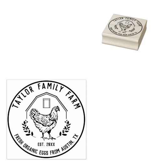 Farmhouse Boerderij  Round Chicken Rubberstempel (Gestempeld)