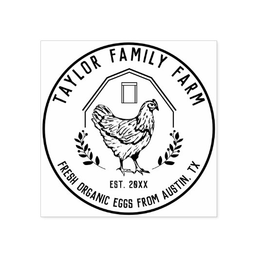 Farmhouse Boerderij  Round Chicken Rubberstempel (Afrduk)