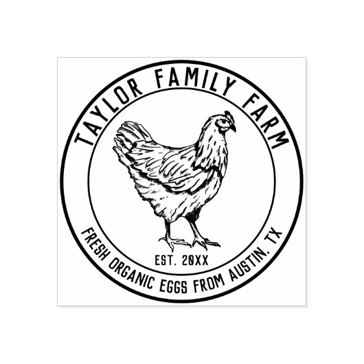 Farmhouse Boerderij  Round Chicken Rubberstempel (Afrduk)