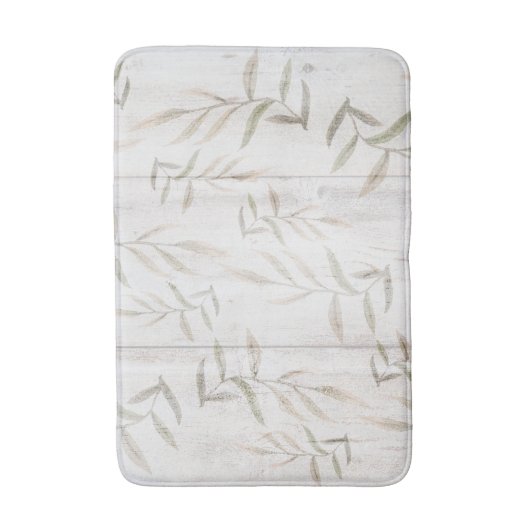 Farmhouse Botanical White Wood Blush Rustige blade Badmat (Voorkant Verticaal)