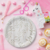 Farmhouse Botanical White Wood Blush Rustige blade Papieren Bordje (Feest)