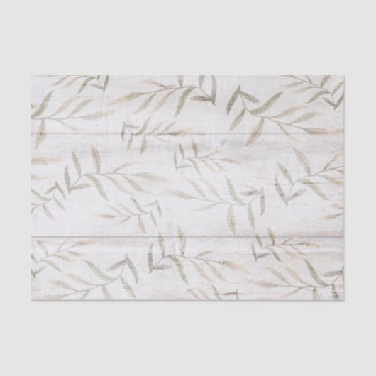 Farmhouse Botanical White Wood Blush Rustige blade Tissuepapier (Voorkant)