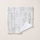 Farmhouse Botanische White Wood Rustige Bladeren Bad Handdoek (Wasdoekje)