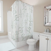 Farmhouse Botanische White Wood Rustige Bladeren Douchegordijn (In situ)