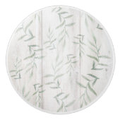 Farmhouse Botanische White Wood Rustige Bladeren Keramische Knop (Voorkant)