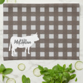 Farmhouse Brown Pset Cow | Monogram Theedoek (Gevouwen)