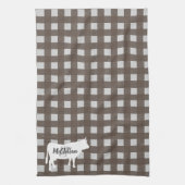 Farmhouse Brown Pset Cow | Monogram Theedoek (Verticaal)