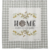 Farmhouse Buffalo Check Home Cotton Waterverf Art Douchegordijn (Voorkant)