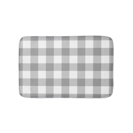 Farmhouse Buffalo Check Plaid Neutral Gray White Badmat (Voorkant)