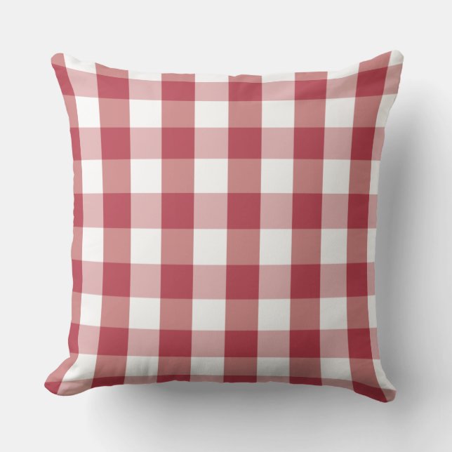 Farmhouse Buffalo Check Pset Red White Accent Kussen (Voorkant)