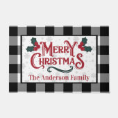 Farmhouse Buffalo Pset Merry Kerstmis Aangepast Deurmat (Voorkant)
