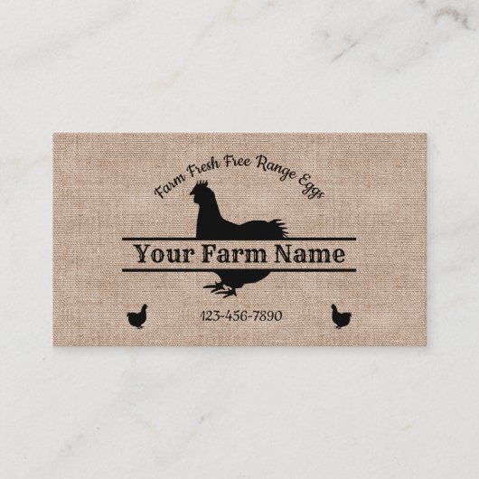 Farmhouse Burlap Chicken Split Monogram Egg Visitekaartje (Voorkant)
