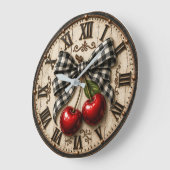 Farmhouse Cherry Rustic Buffalo Plaid Kitchen Grote Klok (Hoek)
