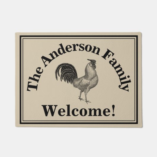 Farmhouse Chicken Custom Family Rustic Welkom Deurmat (Voorkant)
