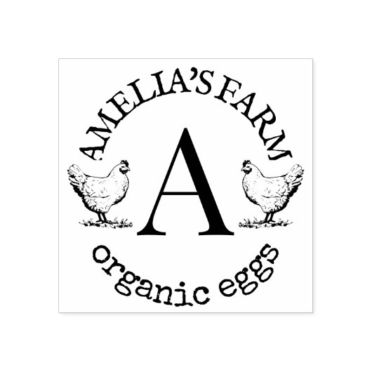 Farmhouse Chicken Hen Monogram Eggs Rubberstempel (Afrduk)