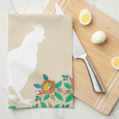 Farmhouse Chicken Silhouette & Country Flowers Theedoek (Quarter Fold)