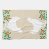 Farmhouse Chicken Silhouette & Country Flowers Theedoek (Horizontaal)