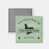 Farmhouse Chicken Split Monogram Egg Green Burlap Magneet (Voorkant / Achterkant)