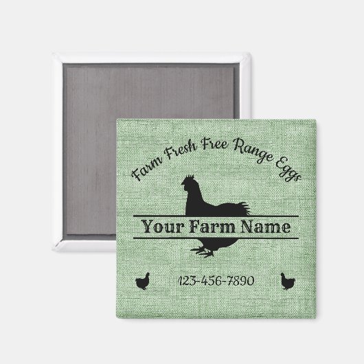 Farmhouse Chicken Split Monogram Egg Green Burlap Magneet (Voorkant / Achterkant)