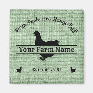 Farmhouse Chicken Split Monogram Egg Green Burlap Magneet